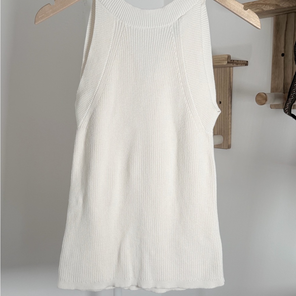 Ann Taylor Ribbed Sweater Tank Cream XS Like New - Picture 2 of 5